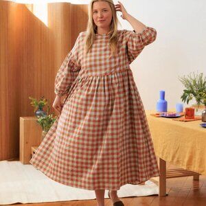 NWT - Tradlands Nico Balloon Sleeve Dress - XL - Misty Blue Gingham